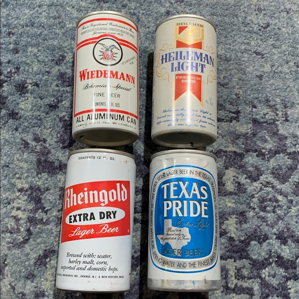 70’s collectible empty beer cans set of 4 as pictured